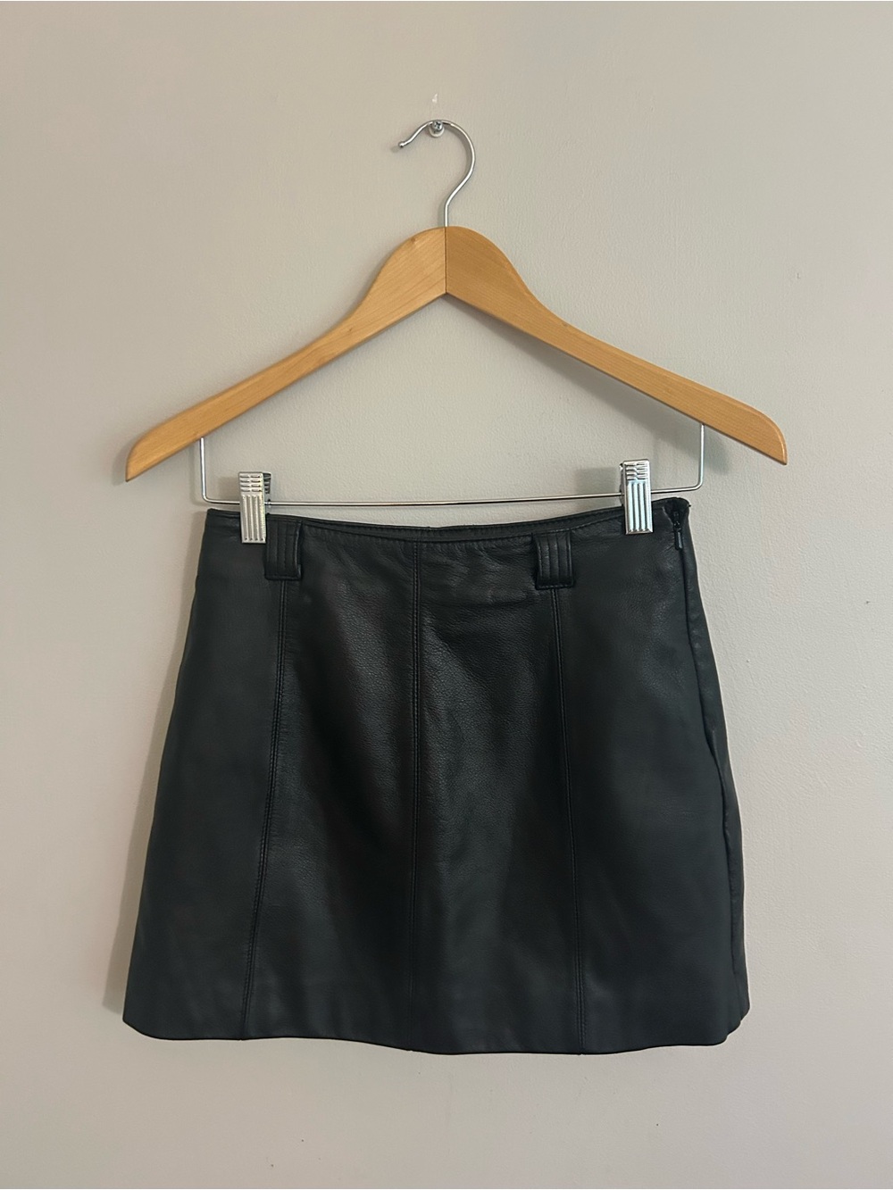 Classic Black Leather Mini Skirt